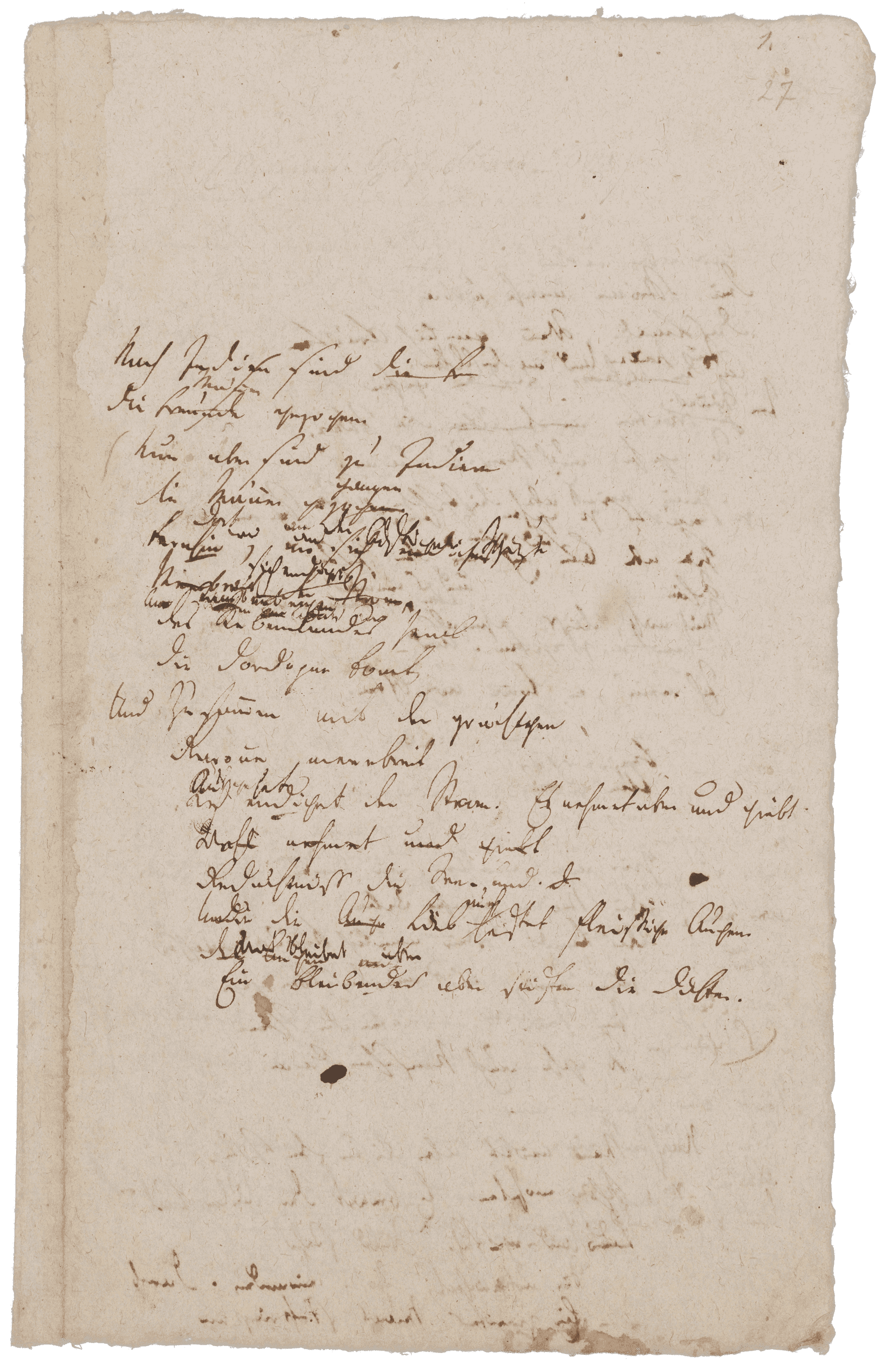 Handschriftliches Manuskript von Hölderlins ›Andenken‹
