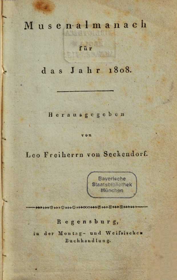 Titelbild von Leo von Seckendorfs Musenalmanach